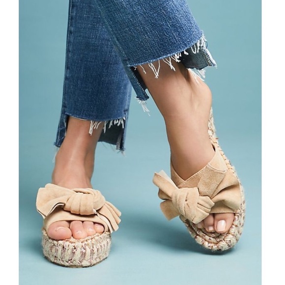 J/SLIDES Shoes - J/SLIDES Ritsy Espadrille Suede Bow Sandals 6 1/2